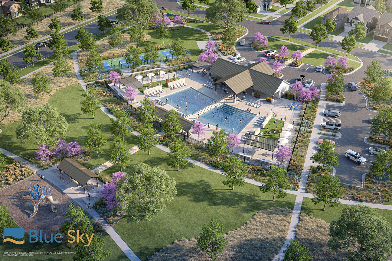 Blue Sky in Lockhart Amenity Center Rendering 07-10-25